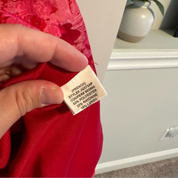 Anthropologie Eva Franco Pink Red Metallic Jacquard Fit & Flare Mini Dress 10P - Picture 5 of 10